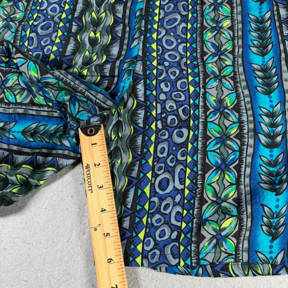 Speedo Mens Vintage Tribal Geometric Print Swim Trunks Blue Teal XL 90's